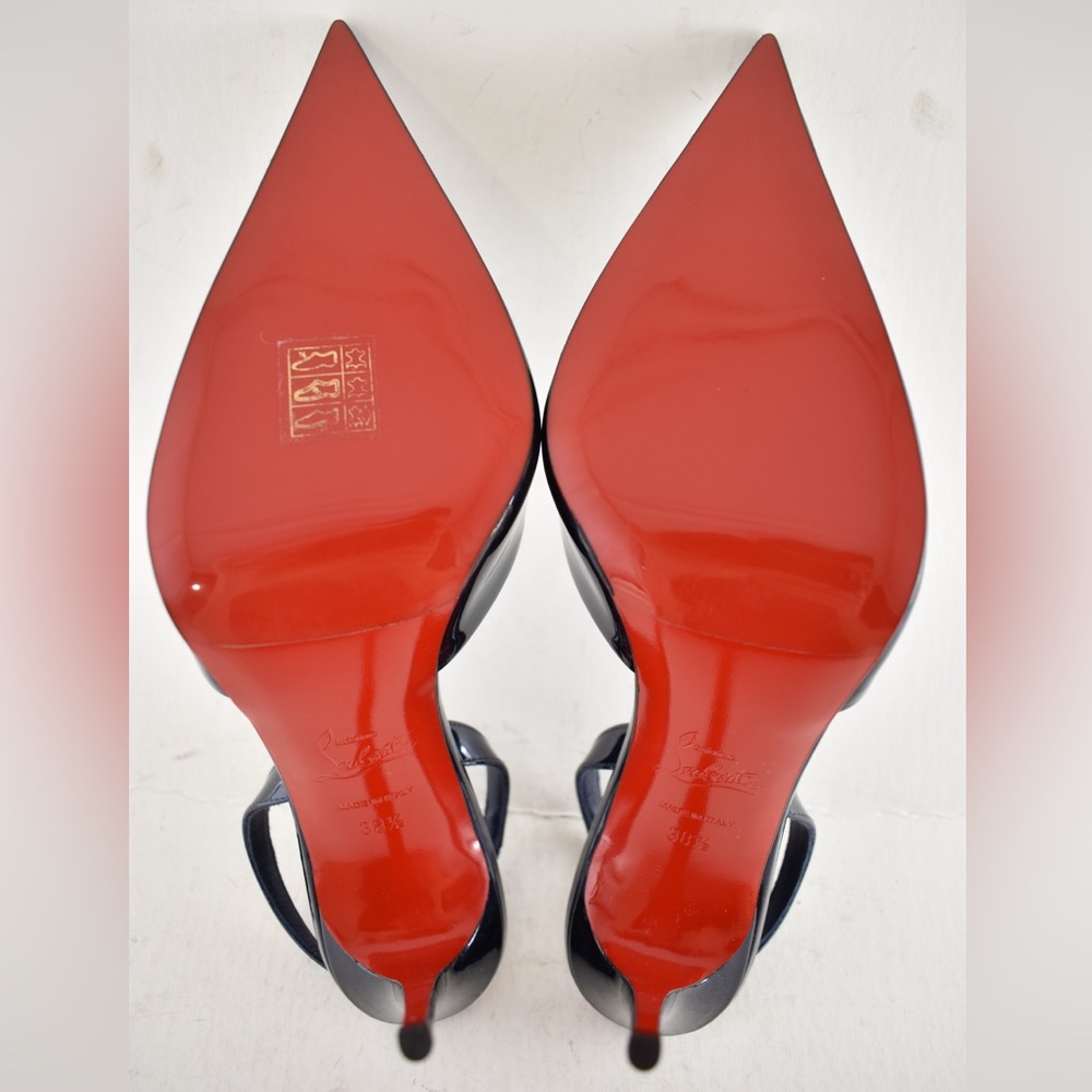 Christian Louboutin Kate Max O Sling 100 Zaffiro Blue Pointed Toe Heel Pump 38.5 - Picture 16 of 16